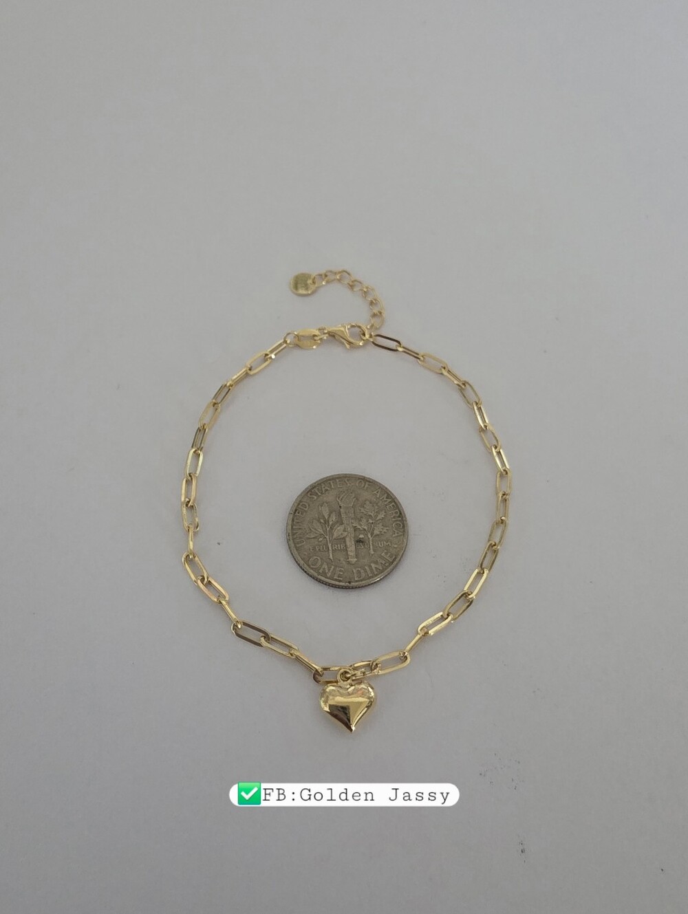 18K Gold Paper Clip w/ Heart Charm